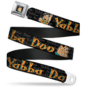Fred Face Full Color Black Seatbelt Belt - Fred Face/Pose YABBA DABBA DOO Black/Gray/Orange Webbing Seatbelt Belts The Flintstones
