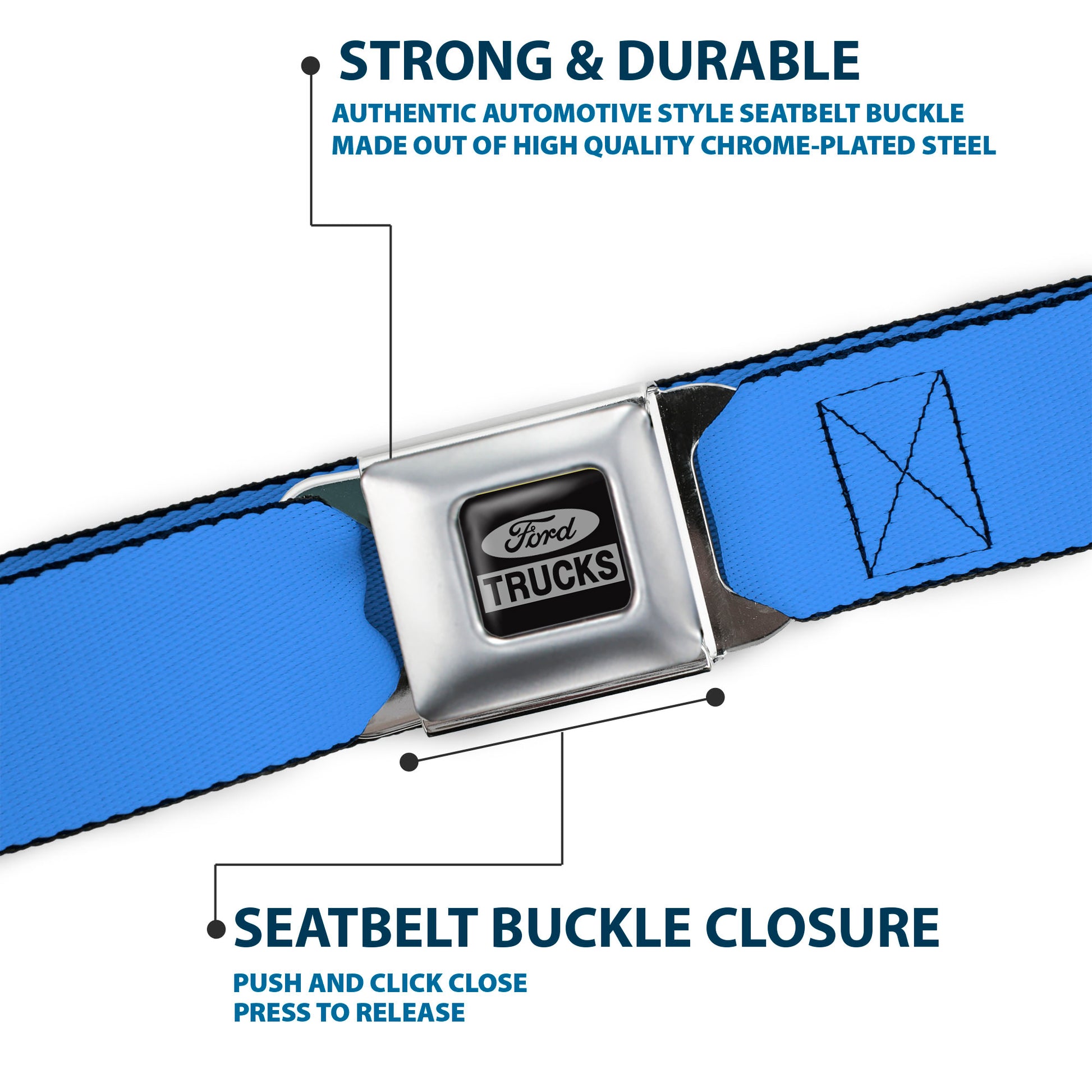 Ford Trucks Seatbelt Belt - Baby Blue Webbing Seatbelt Belts Ford