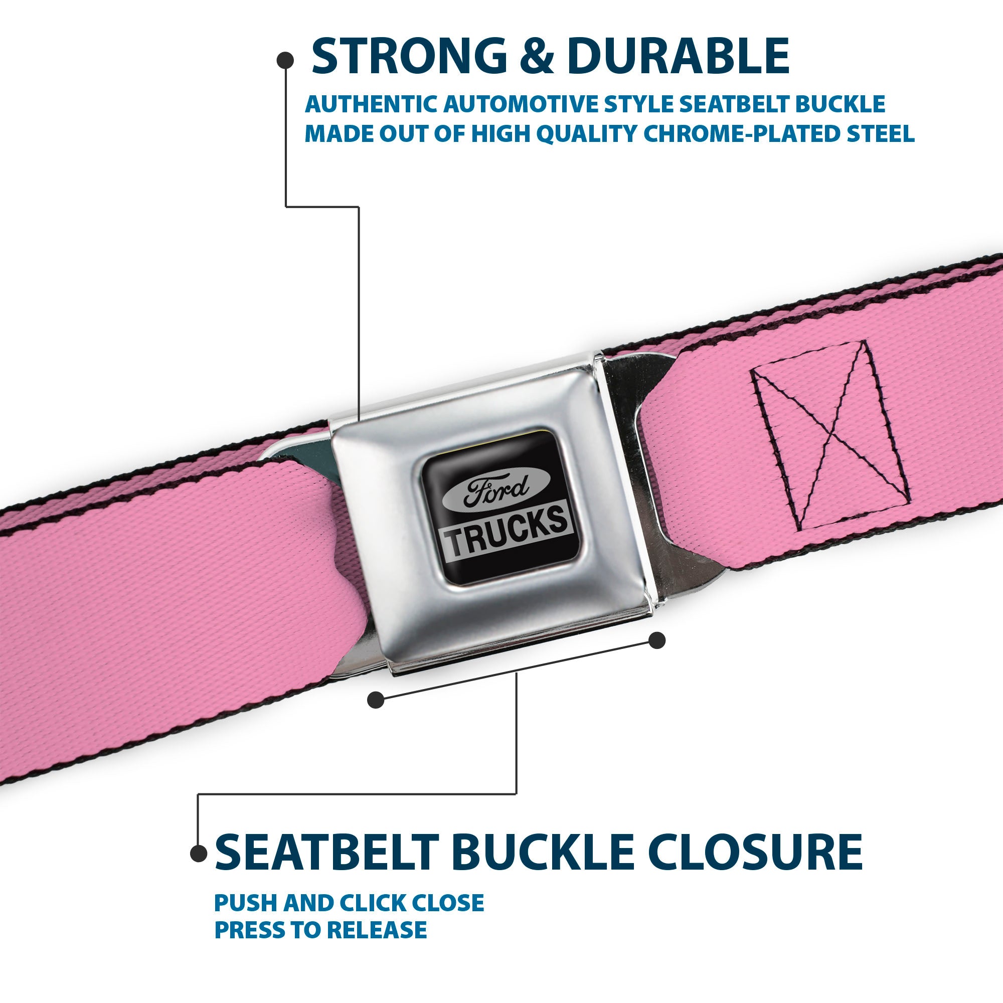 Ford Trucks Seatbelt Belt - Baby Pink Webbing Seatbelt Belts Ford