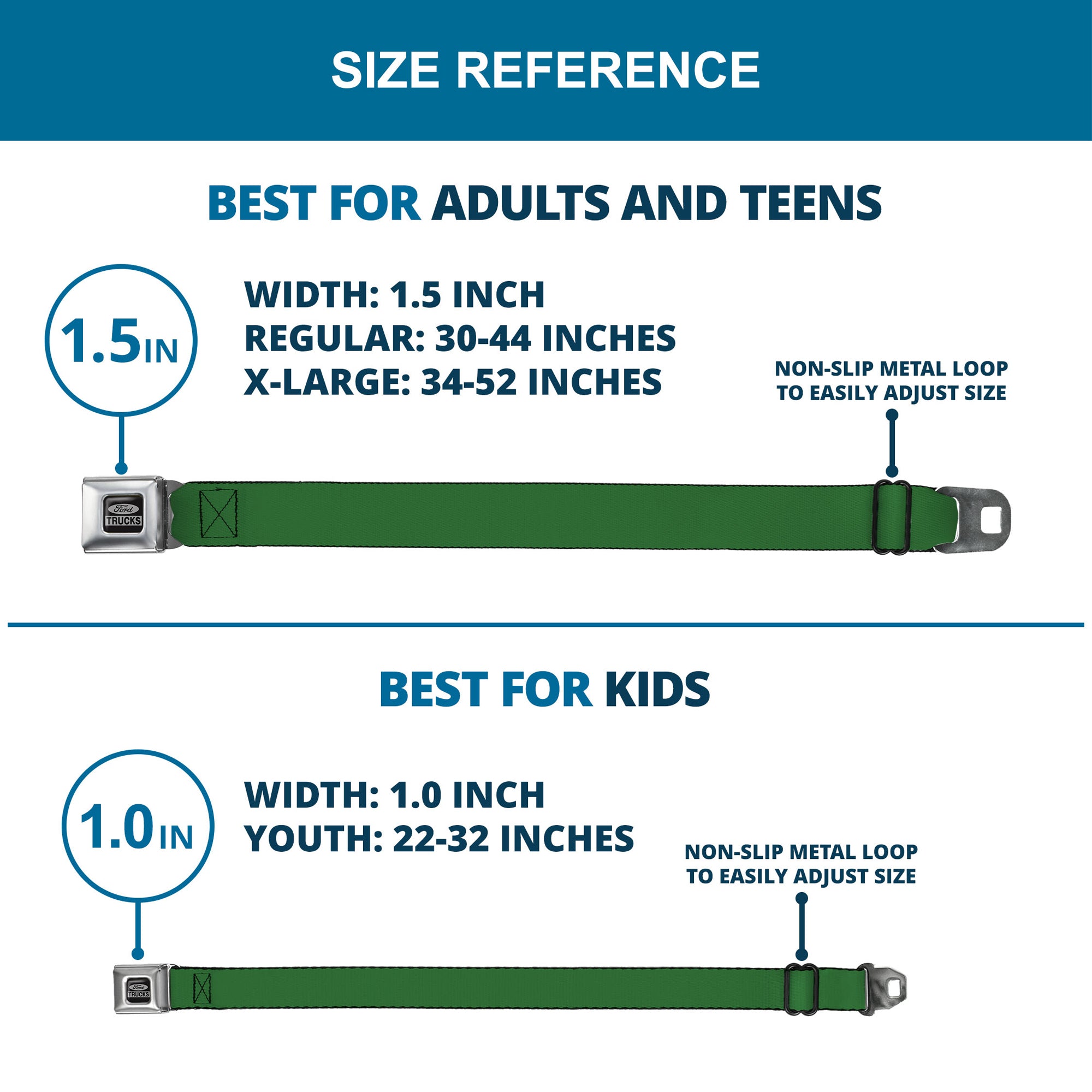 Ford Trucks Seatbelt Belt - Green Webbing Seatbelt Belts Ford