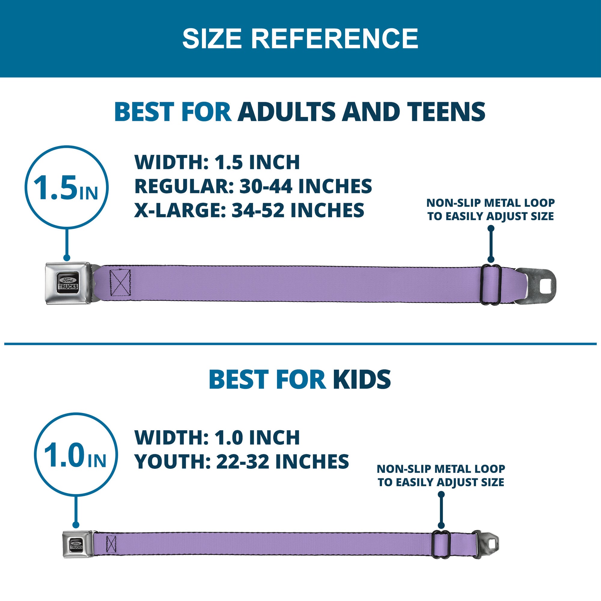 Ford Trucks Seatbelt Belt - Lavender Webbing Seatbelt Belts Ford