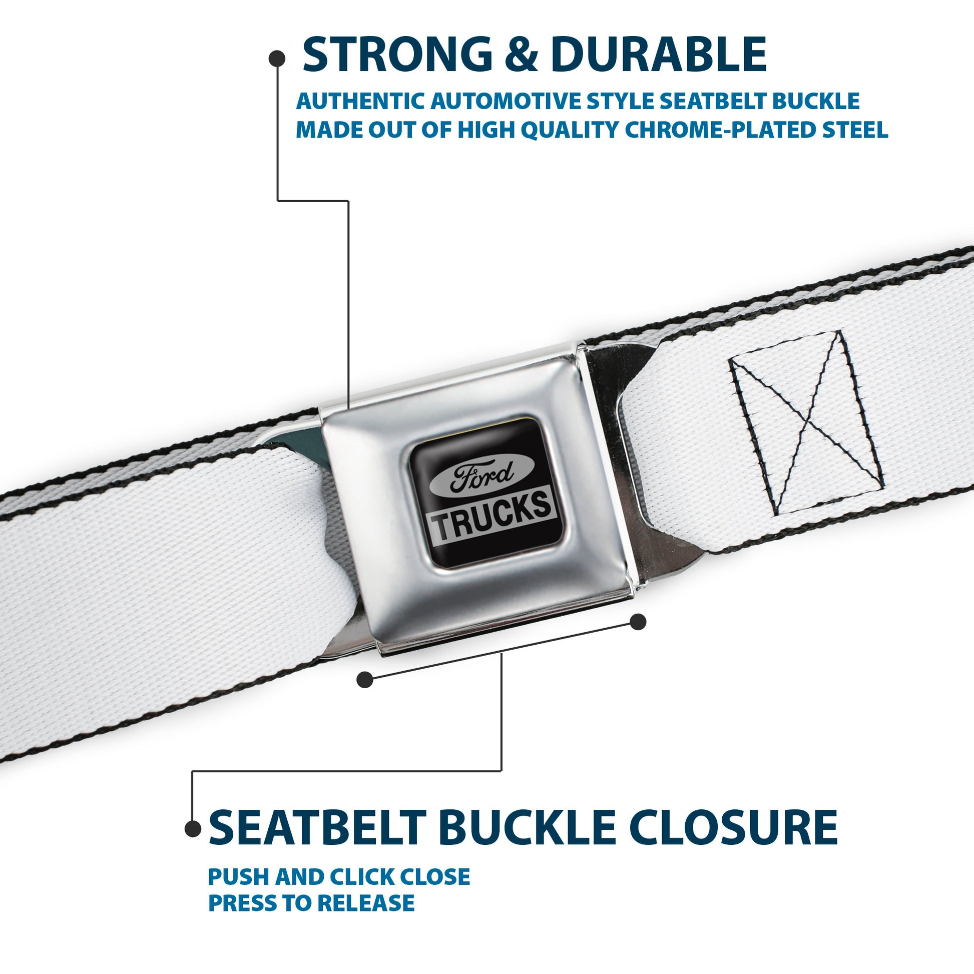 Ford Trucks Seatbelt Belt - White Webbing Seatbelt Belts Ford