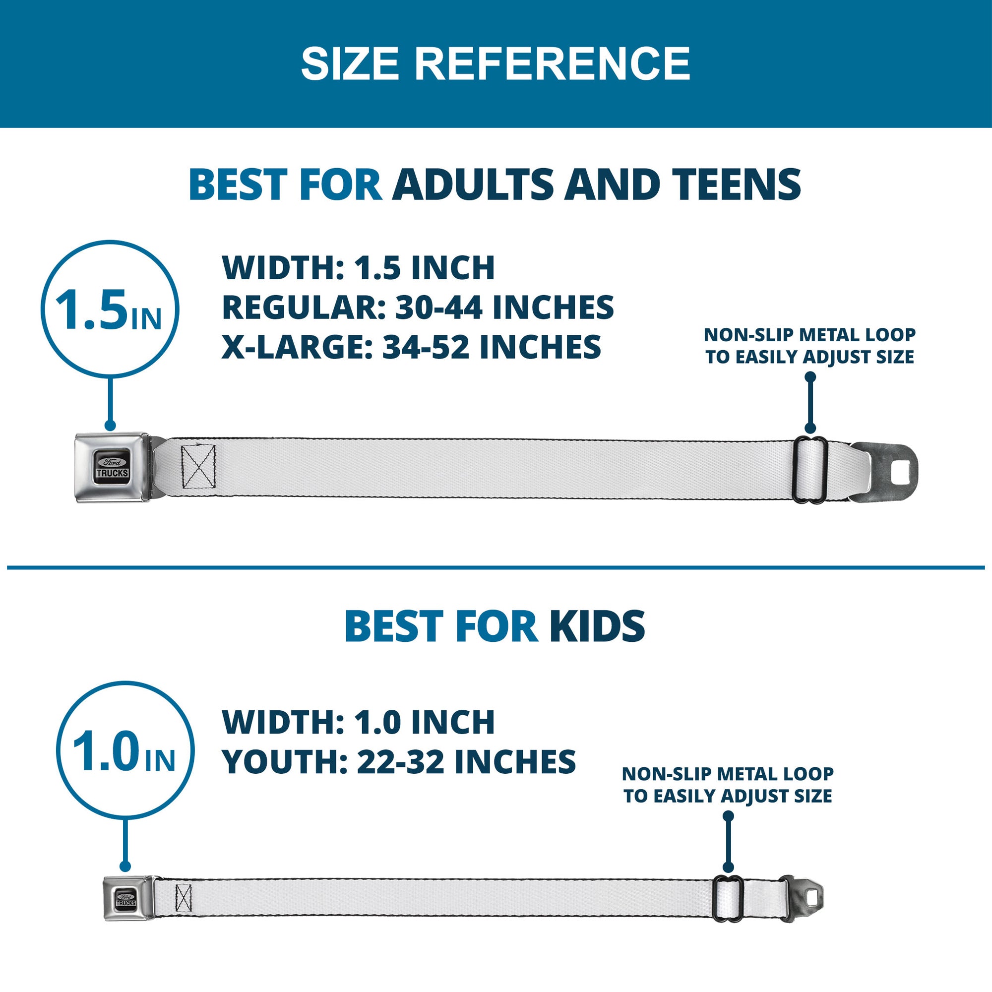 Ford Trucks Seatbelt Belt - White Webbing Seatbelt Belts Ford