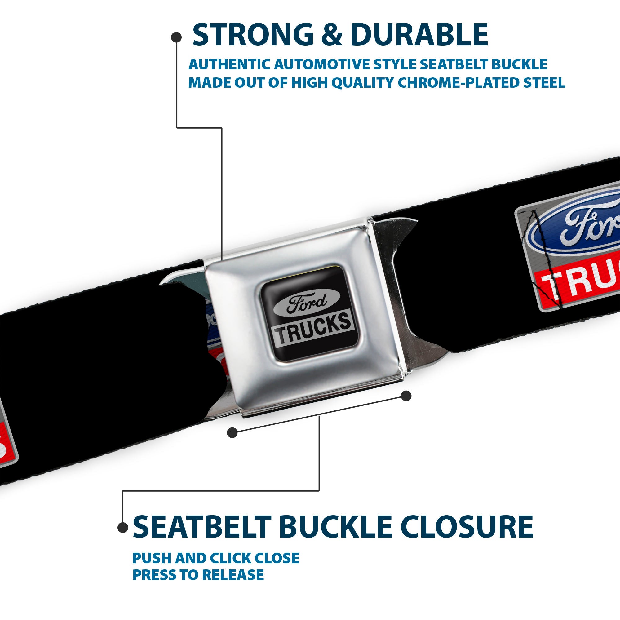 Ford Trucks Seatbelt Belt - Ford Trucks Logo REPEAT Webbing Seatbelt Belts Ford