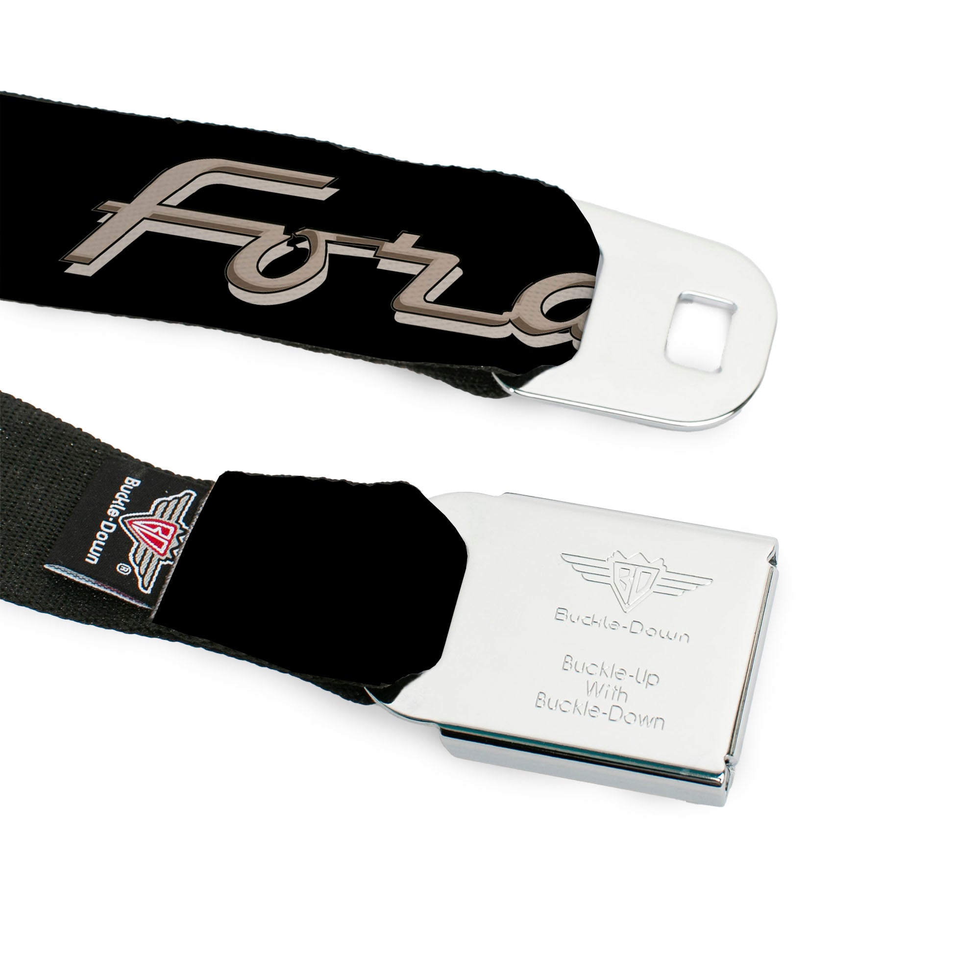 Ford F-100 Logo Full Color Black Tans Seatbelt Belt - FORD F-100 Script Black/Tan-Gray Webbing Seatbelt Belts Ford