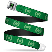 Green Lantern Logo CLOSE-UP Black Green Seatbelt Belt - Green Lantern Logo Weathered Greens Webbing Seatbelt Belts DC Comics