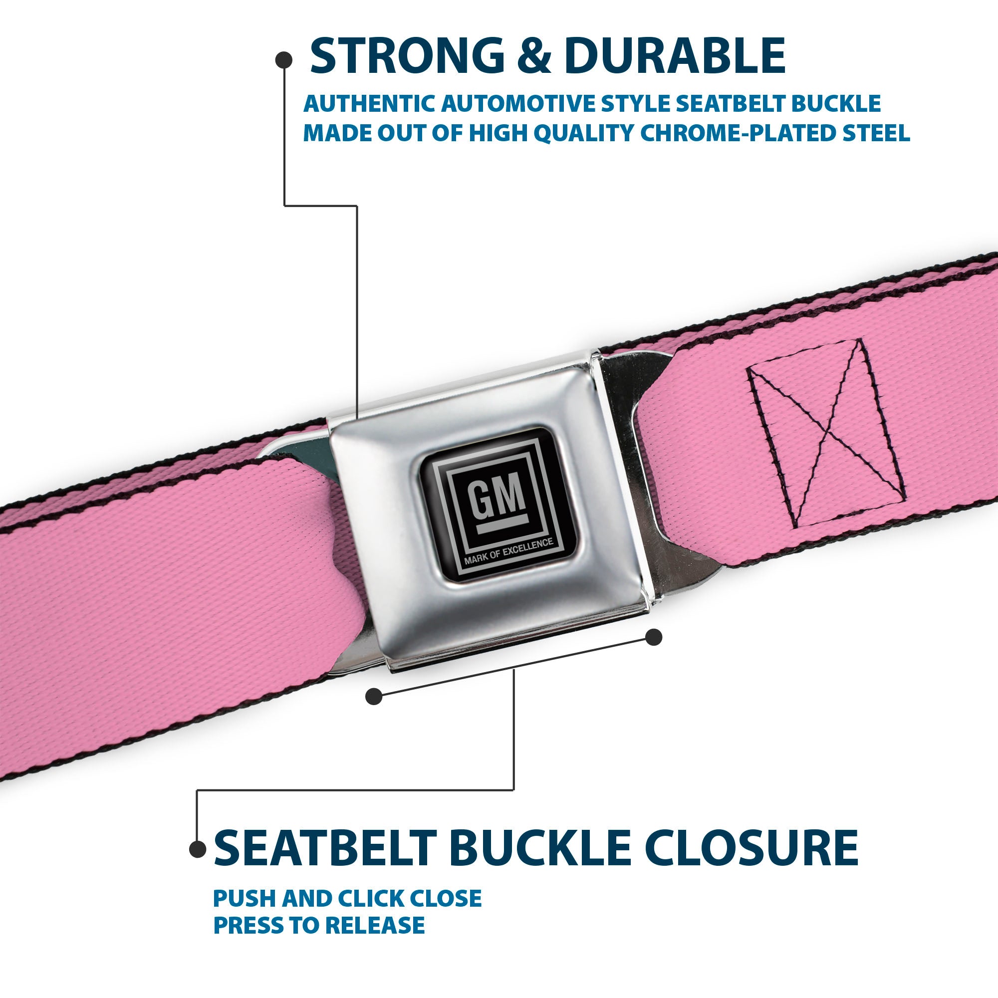 GM Seatbelt Belt - Baby Pink Webbing Seatbelt Belts GM General Motors