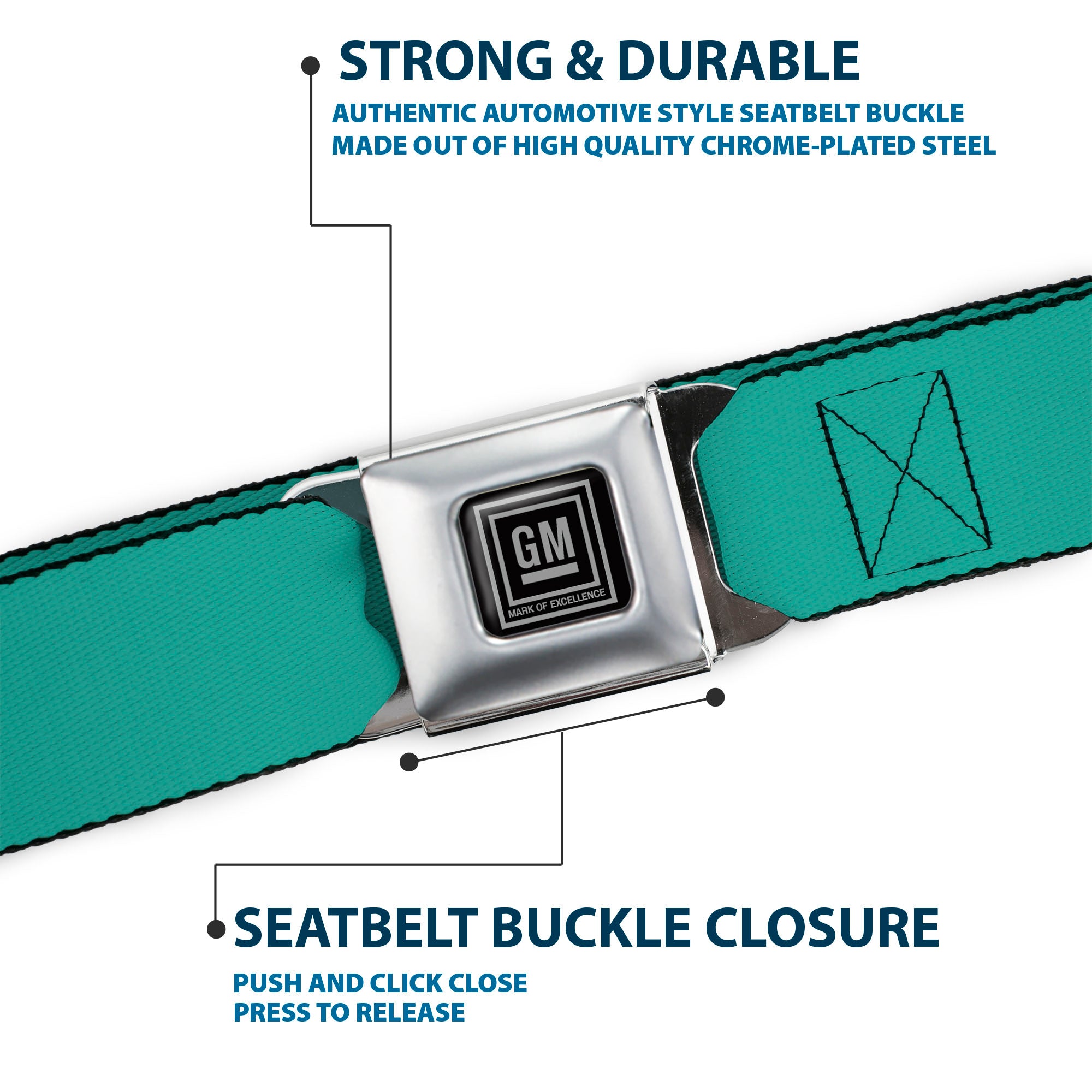 GM Seatbelt Belt - Teal Webbing Seatbelt Belts GM General Motors