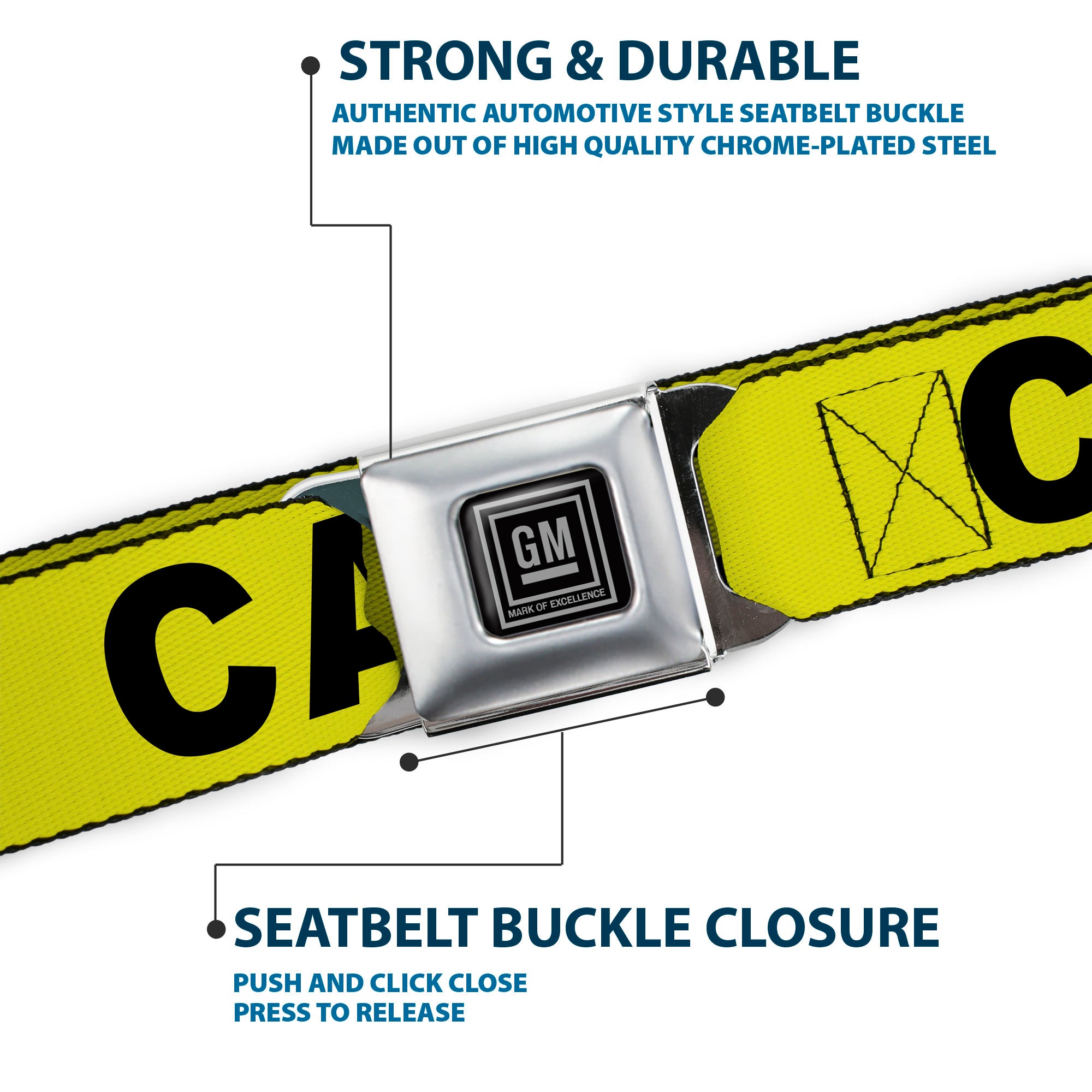 GM Seatbelt Belt - CAUTION Seatbelt Belts GM General Motors