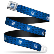 GM Bug Logo Full Color Blue Gradient/White Seatbelt Belt - GM Bug Logo Honeycomb Grill Blue/Black/White Webbing Seatbelt Belts GM General Motors