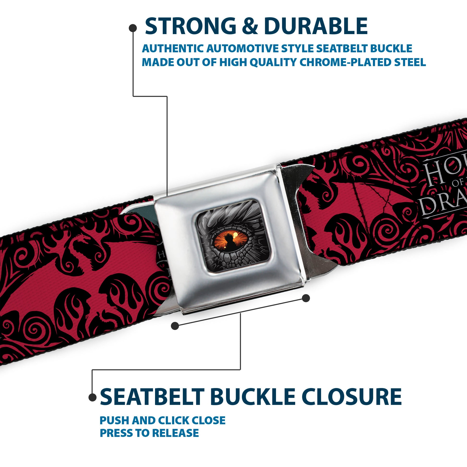 House of the Dragon Eye Throne Icon Full Color Black/Gray/Orange Seatbelt Belt - HOUSE OF THE DRAGON Dragon Icon Black/Red/White Webbing Seatbelt Belts House of the Dragon