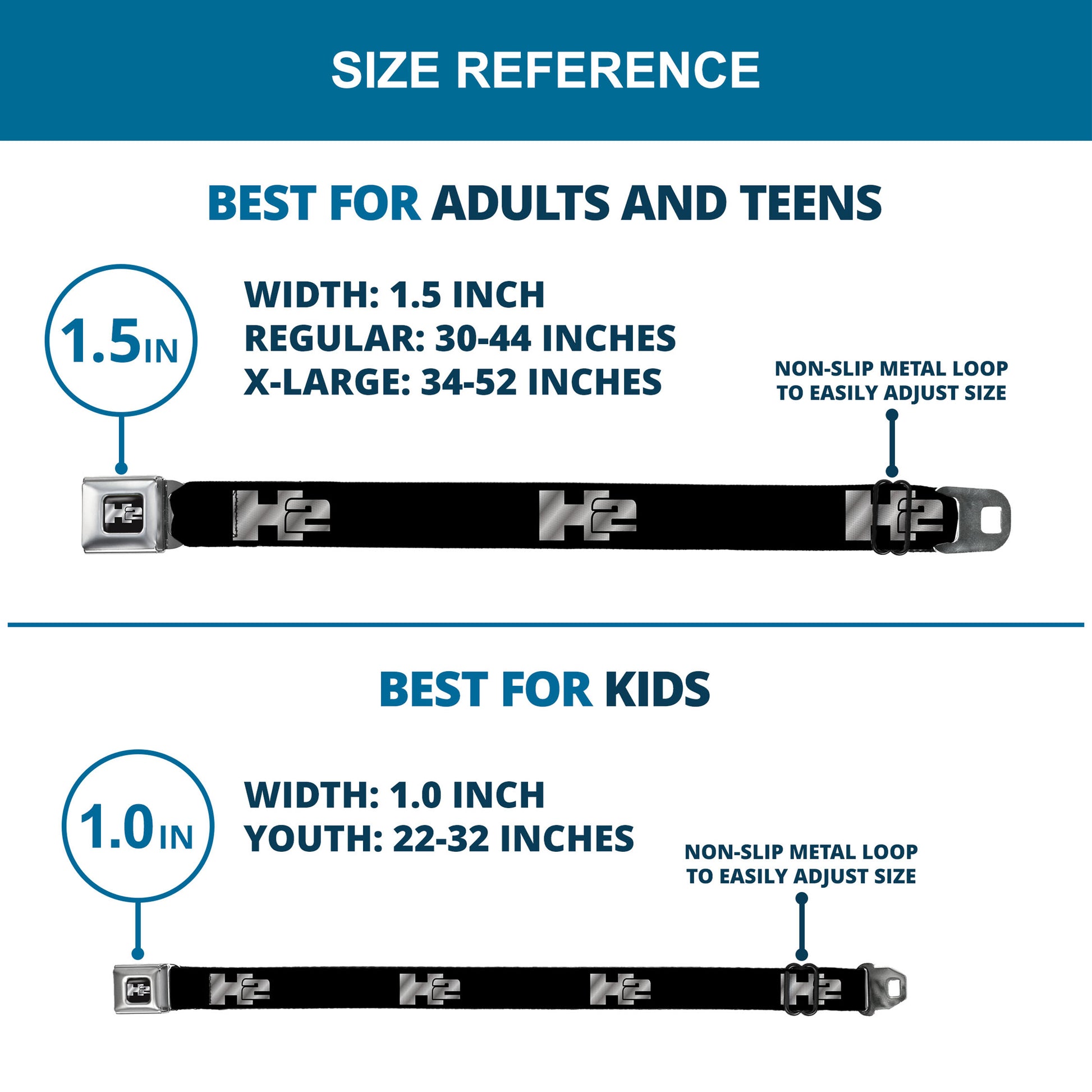 H2 Seatbelt Belt - H2 Black/Silver Logo REPEAT Webbing Seatbelt Belts GM General Motors