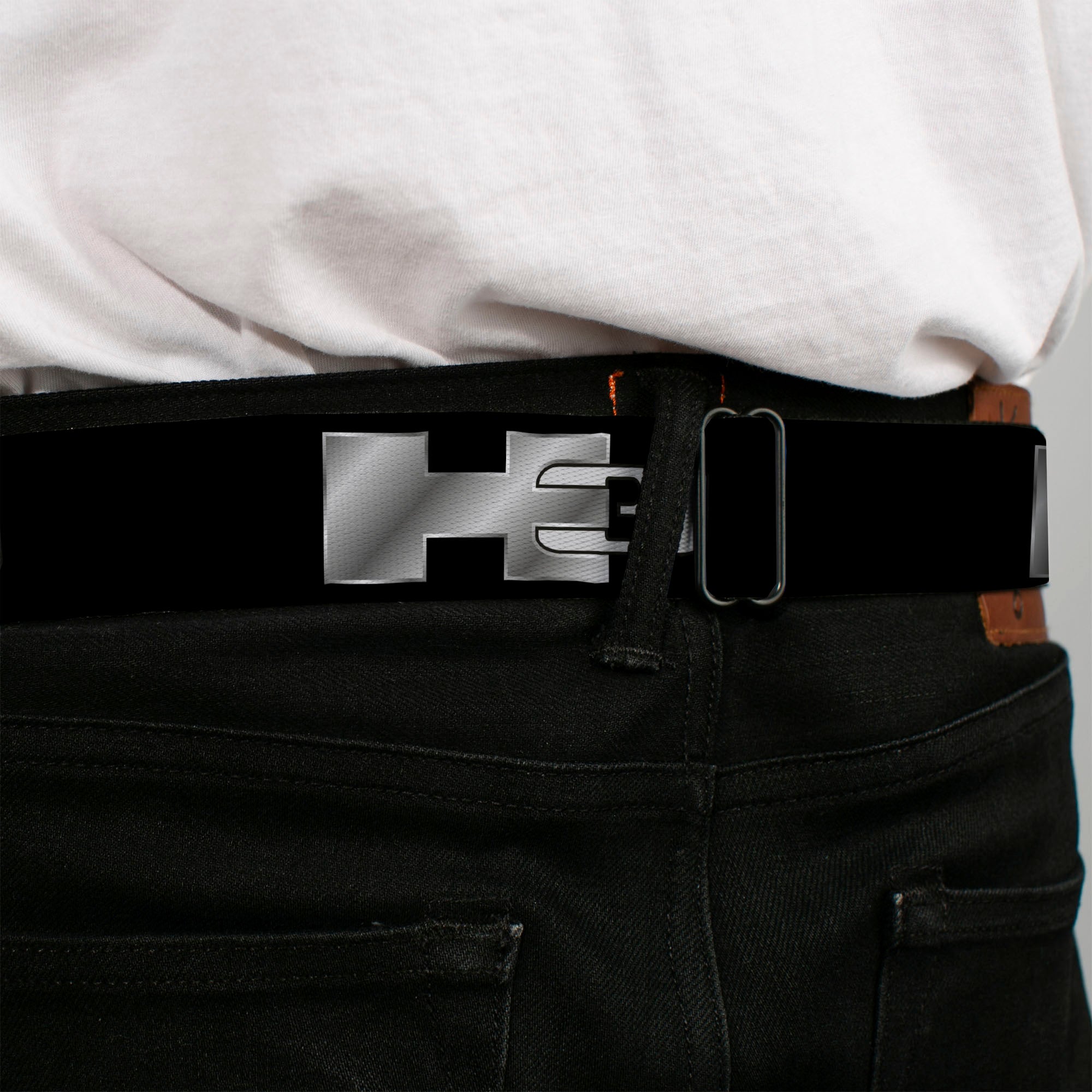 H3 Seatbelt Belt - H3 Black/Silver Logo REPEAT Webbing Seatbelt Belts GM General Motors