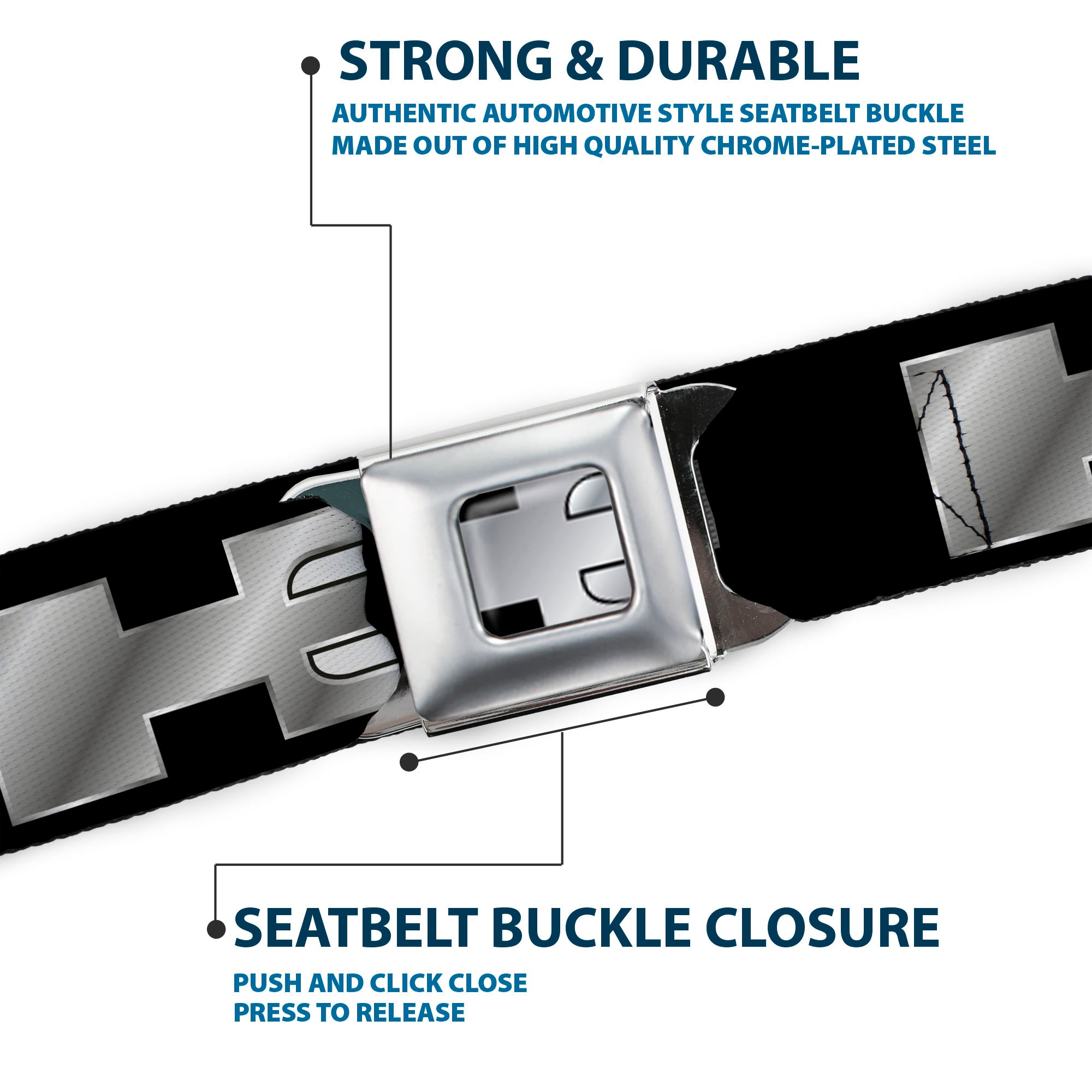 H3 Seatbelt Belt - H3 Black/Silver Logo REPEAT Webbing Seatbelt Belts GM General Motors