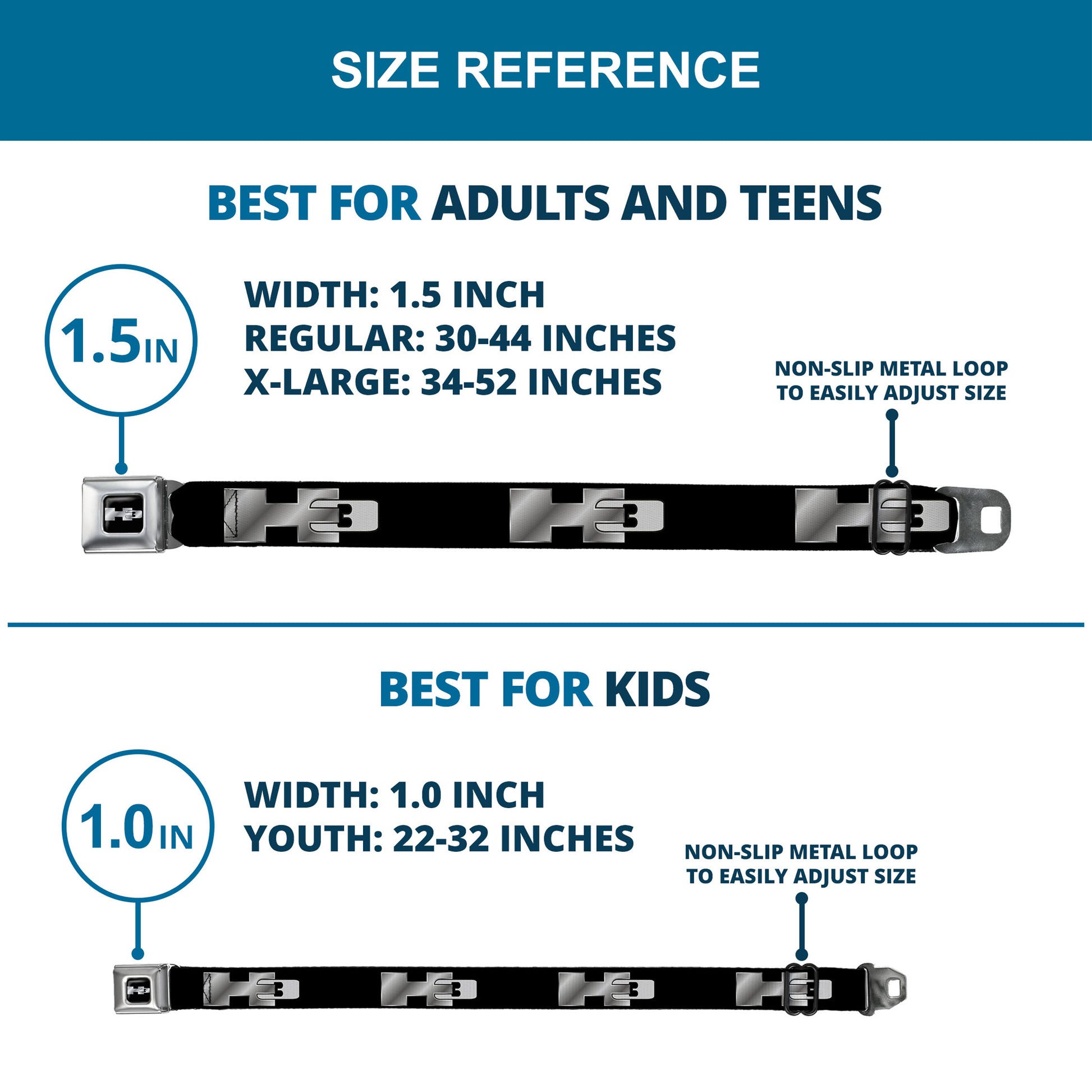 H3 Seatbelt Belt - H3 Black/Silver Logo REPEAT Webbing Seatbelt Belts GM General Motors