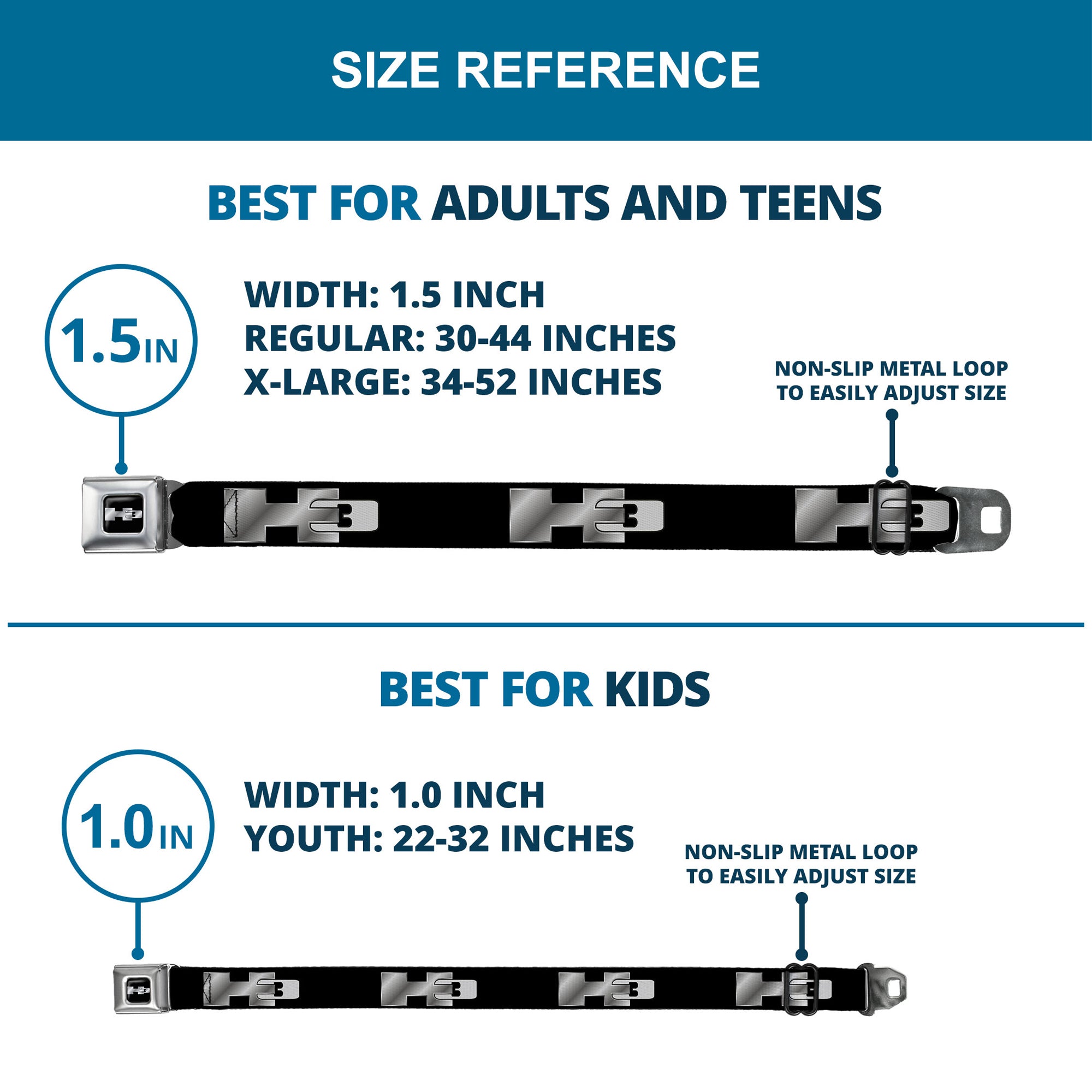 H3 Seatbelt Belt - H3 Black/Silver Logo REPEAT Webbing Seatbelt Belts GM General Motors