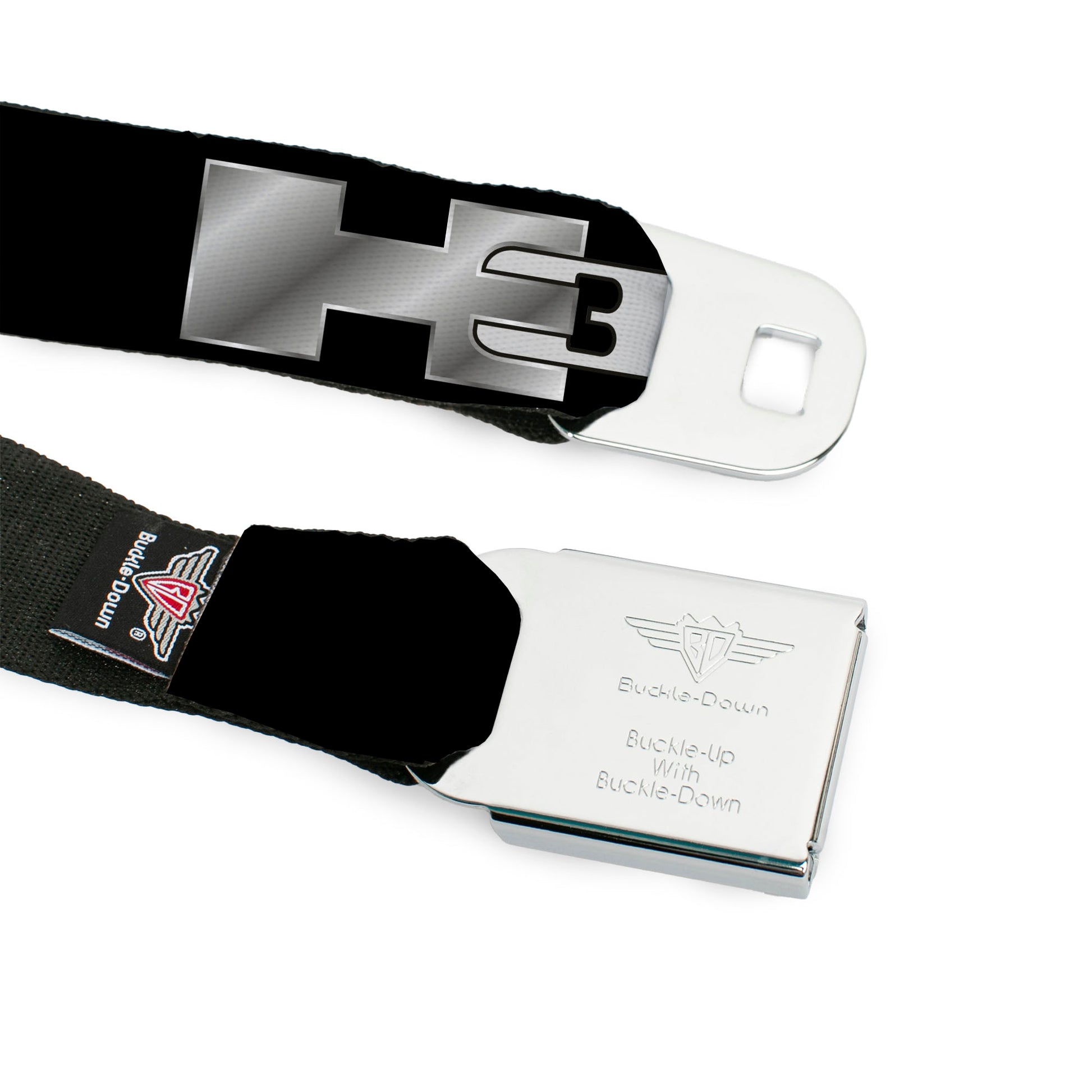 H3 Seatbelt Belt - H3 Black/Silver Logo REPEAT Webbing Seatbelt Belts GM General Motors
