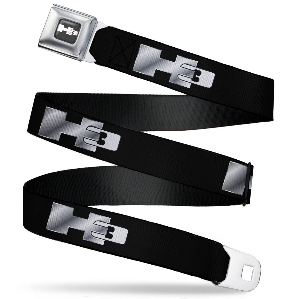 H3 Seatbelt Belt - H3 Black/Silver Logo REPEAT Webbing Seatbelt Belts GM General Motors