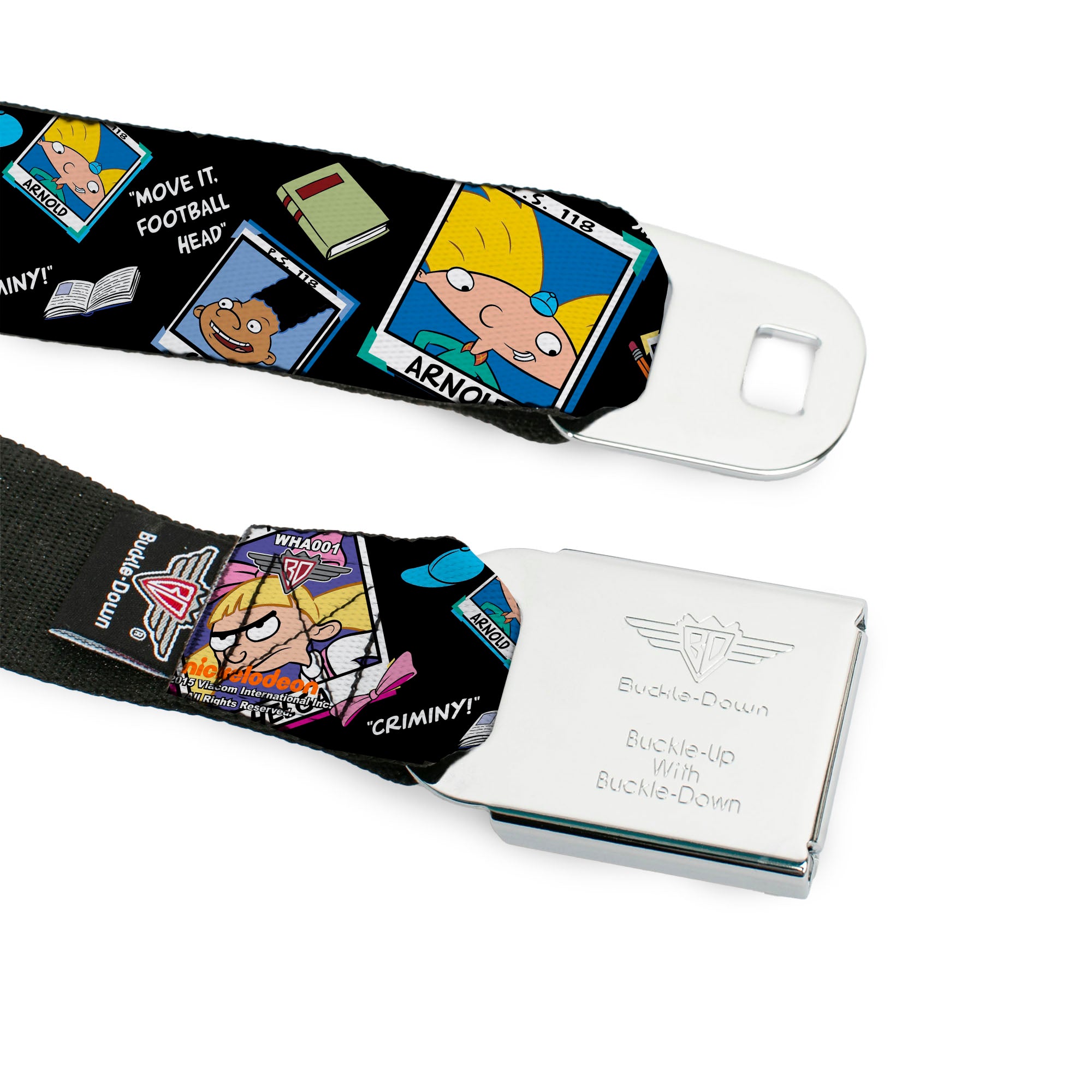 Arnold Pose Full Color Black Seatbelt Belt - Hey Arnold Class Pix/Quotes ARNOLD/GERALD/HELGA Webbing Seatbelt Belts Hey Arnold