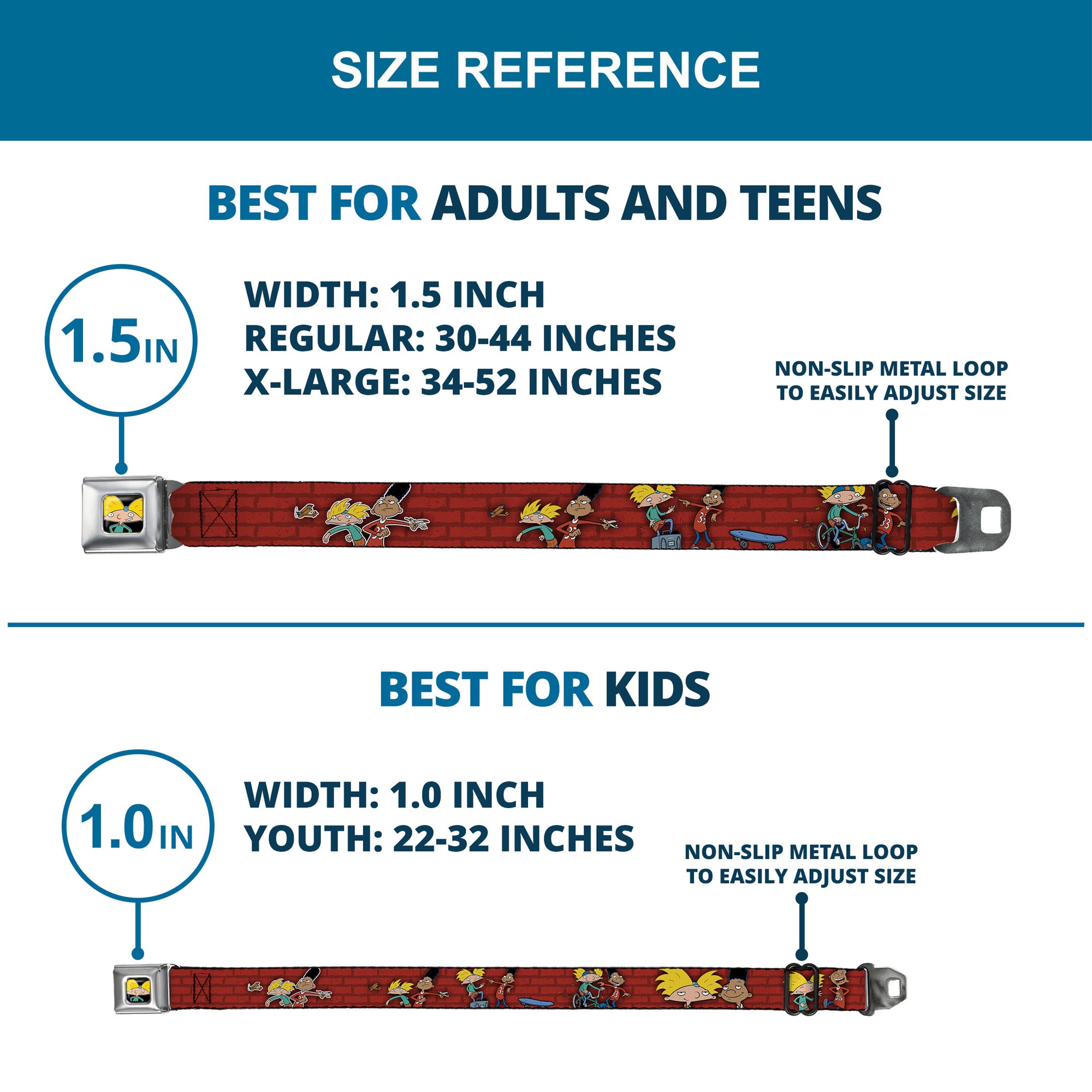 Arnold Pose Full Color Black Seatbelt Belt - Arnold & Gerald Poses Brick Wall Webbing Seatbelt Belts Hey Arnold