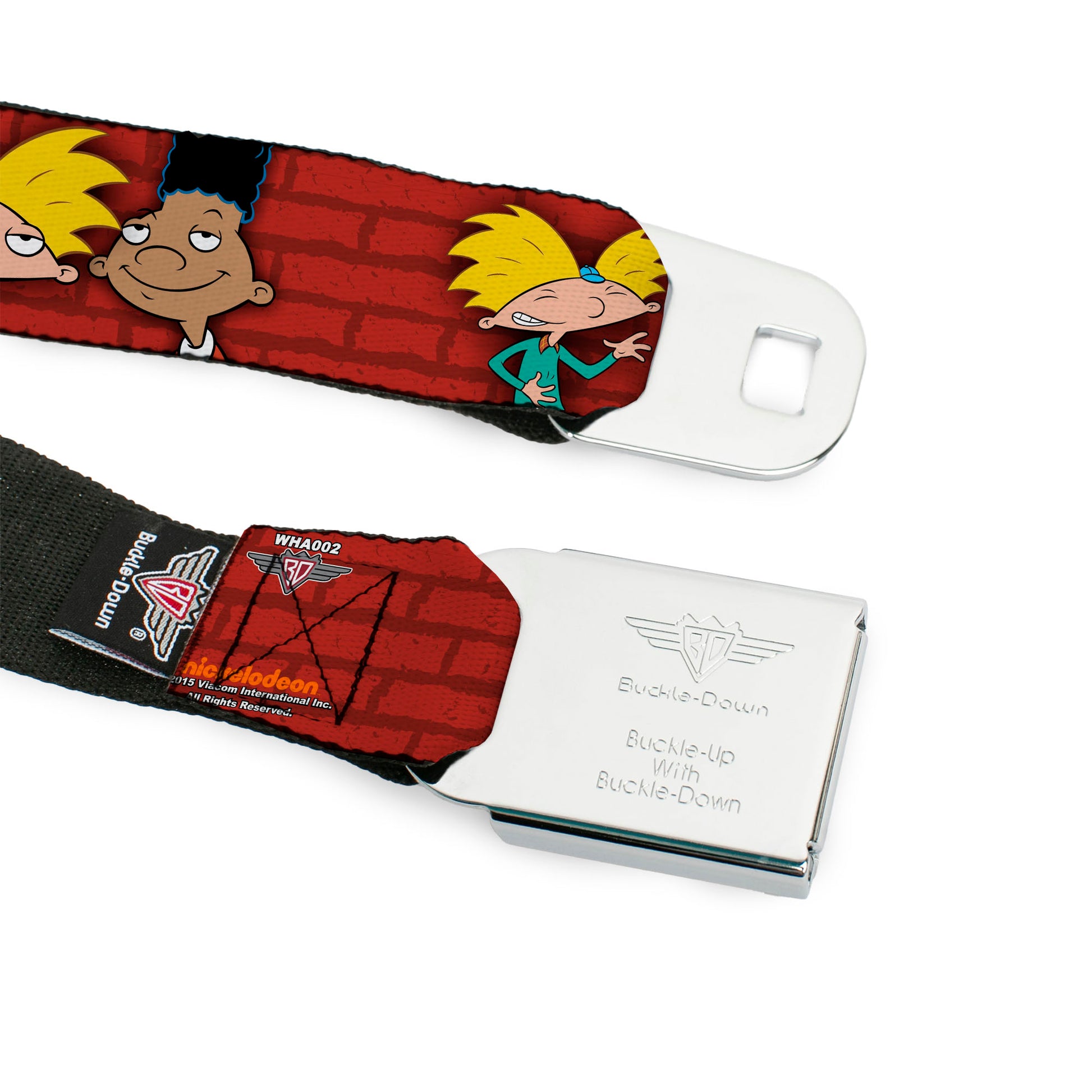 Arnold Pose Full Color Black Seatbelt Belt - Arnold & Gerald Poses Brick Wall Webbing Seatbelt Belts Hey Arnold