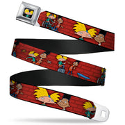 Arnold Pose Full Color Black Seatbelt Belt - Arnold & Gerald Poses Brick Wall Webbing Seatbelt Belts Hey Arnold