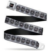 SKELANIMALS Title Logo Full Color Black/White/Red Seatbelt Belt - Skelanimals Diego Jack Kits Portraits Gray/Black Webbing Seatbelt Belts Skelanimals