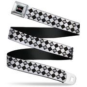 SKELANIMALS Title Logo Full Color Black/White/Red Seatbelt Belt - Skelanimals Face Logo Checker White/Black Webbing Seatbelt Belts Skelanimals