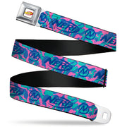 NERF Logo Full Color White/Red/Yellow Seatbelt Belt - NERF Logo and Icon Camo Blues/Pinks Webbing Seatbelt Belts Nerf