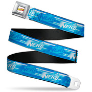 NERF Logo Full Color White/Red/Yellow Seatbelt Belt - NERF Logo Streaks Blues/White Webbing Seatbelt Belts Nerf