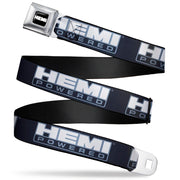 HEMI Bold Full Color Black/White Seatbelt Belt - HEMI POWERED Logo Black/Gray/White Webbing Seatbelt Belts Hemi