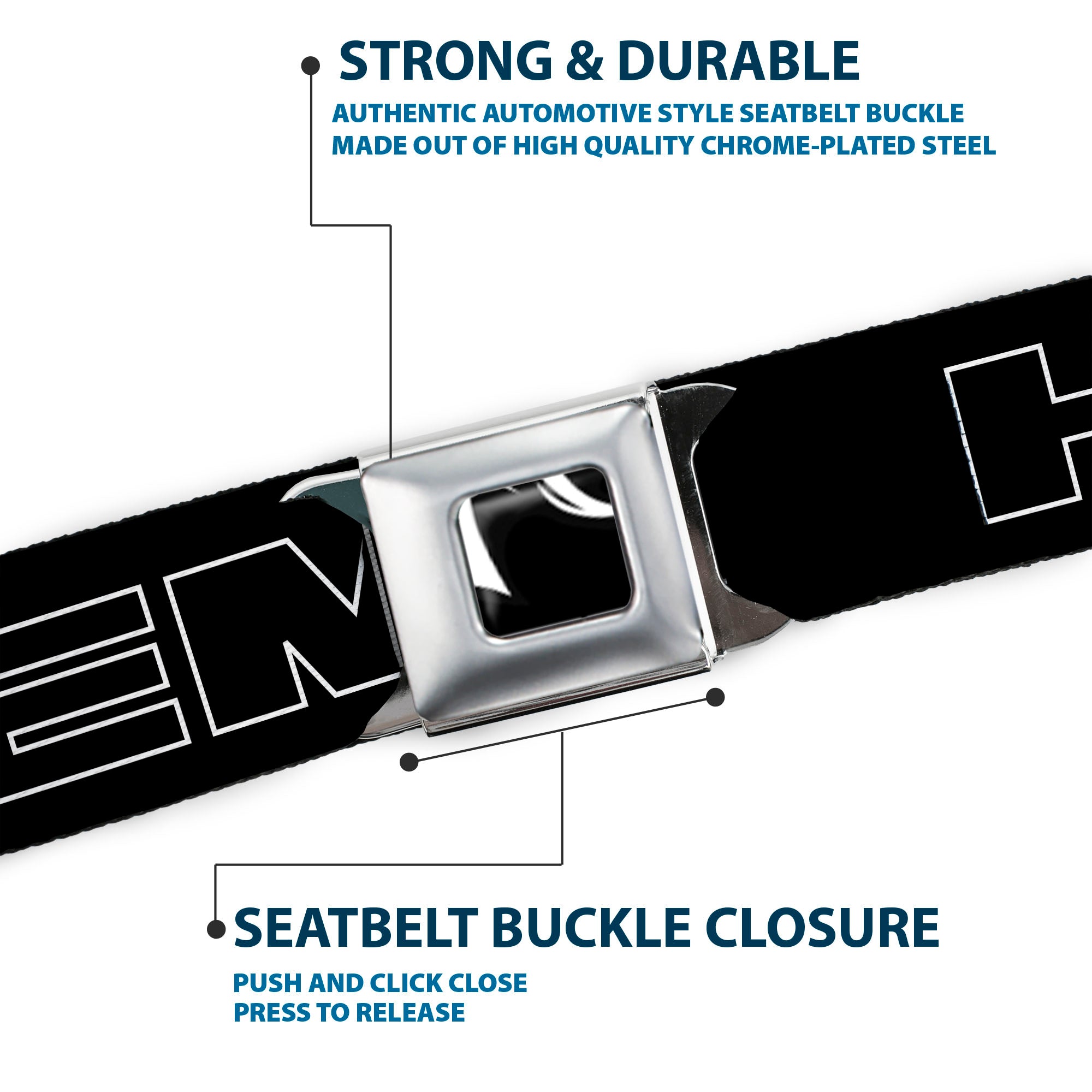 HEMI Elephant Logo Full Color Black/White Seatbelt Belt - HEMI Bold Outline Black/White Webbing Seatbelt Belts Hemi