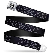 HEMI Elephant Logo Full Color Black/White Seatbelt Belt - HEMI Bold Outline Black/White Webbing Seatbelt Belts Hemi