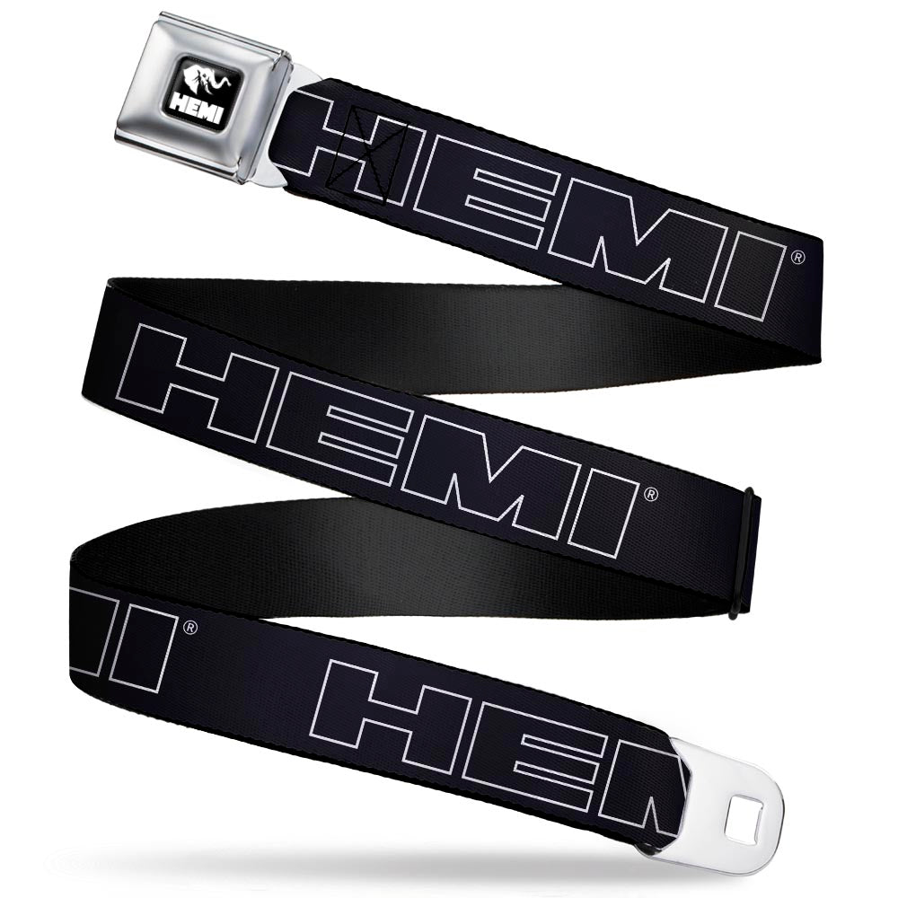 HEMI Elephant Logo Full Color Black/White Seatbelt Belt - HEMI Bold Outline Black/White Webbing Seatbelt Belts Hemi