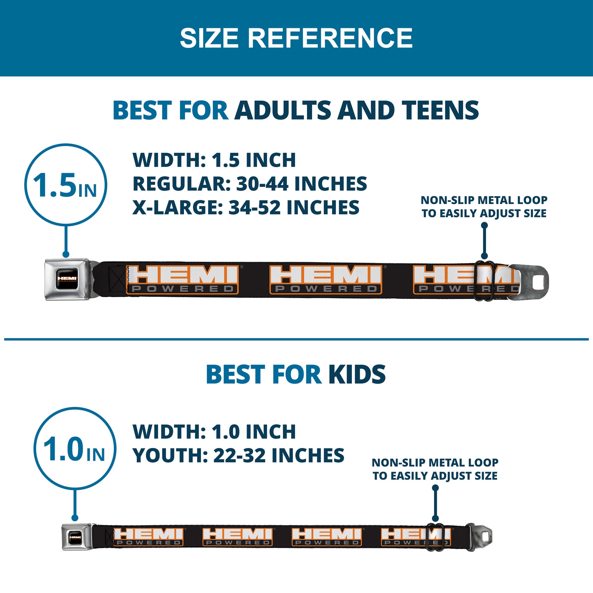 HEMI POWERED Logo Full Color Black Orange White Gray Seatbelt Belt - HEMI POWERED Logo Repeat Black/Orange/White/Gray Webbing Seatbelt Belts Hemi
