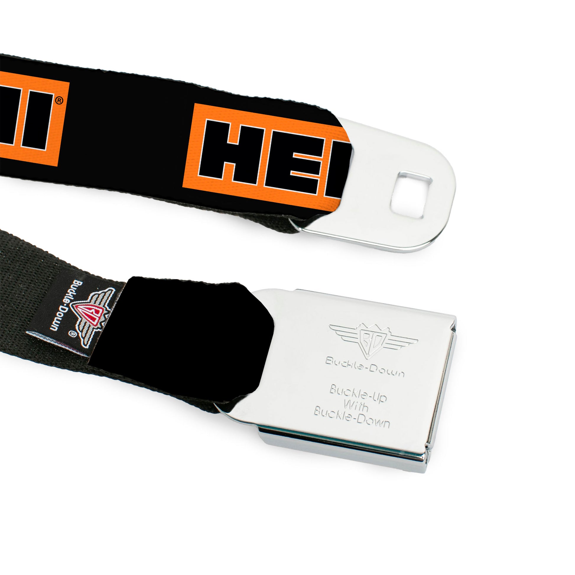 HEMI Bold Full Color Black/Orange/White/Black Seatbelt Belt - HEMI Bold Black/Orange/White/Black Webbing Seatbelt Belts Hemi