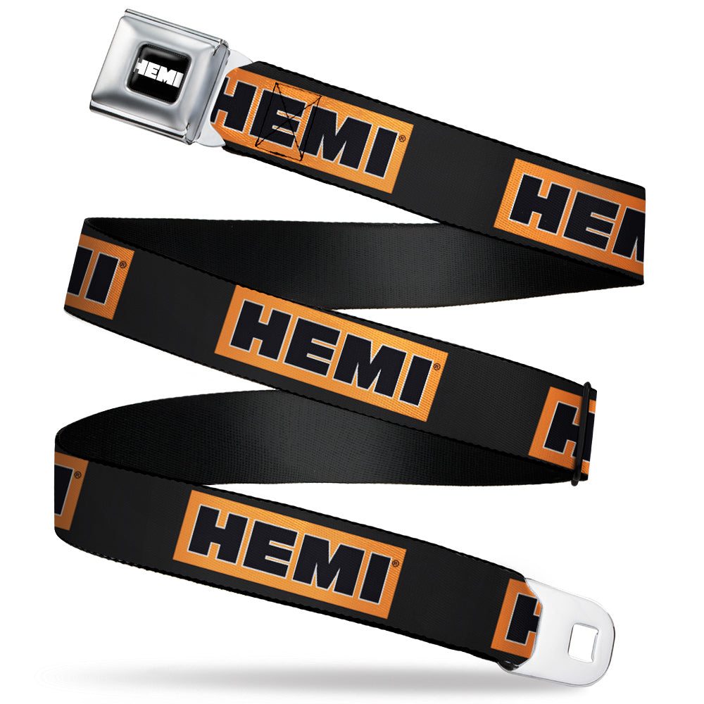HEMI Bold Full Color Black/Orange/White/Black Seatbelt Belt - HEMI Bold Black/Orange/White/Black Webbing Seatbelt Belts Hemi