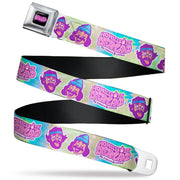 HOMIES IN DREAMLAND BY CHEECH & CHONG Title Logo Full Color Black/Purples Seatbelt Belt - HOMIES IN DREAMLAND Title Logo Cheech and Chong Faces Tie Dye Blues Webbing Seatbelt Belts Homies in Dreamland by Cheech & Chong