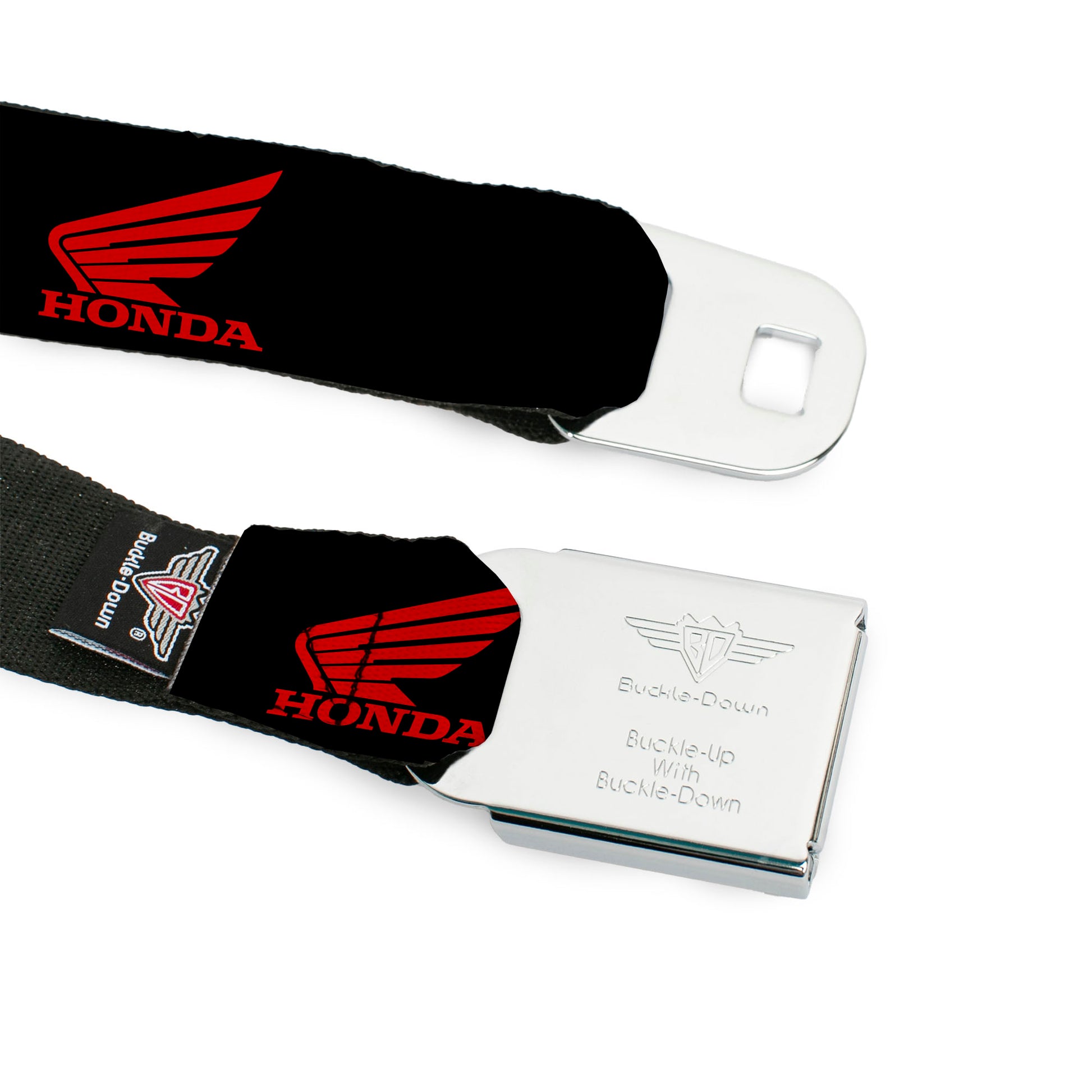 Honda Motorcycle Black Silver Seatbelt Belt - HONDA Motorcycle Logo Black/Red Webbing Seatbelt Belts Honda Motorsports