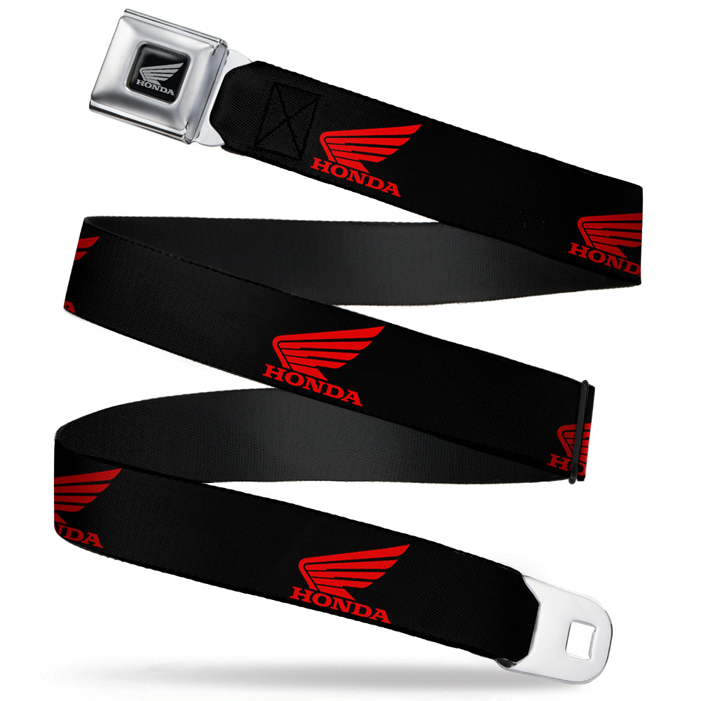 Honda Motorcycle Black Silver Seatbelt Belt - HONDA Motorcycle Logo Black/Red Webbing Seatbelt Belts Honda Motorsports