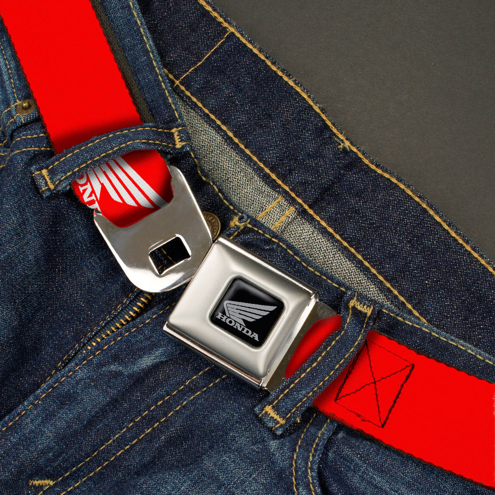 Honda Motorcycle Black Silver Seatbelt Belt - HONDA Motorcycle Logo Red/White Webbing Seatbelt Belts Honda Motorsports