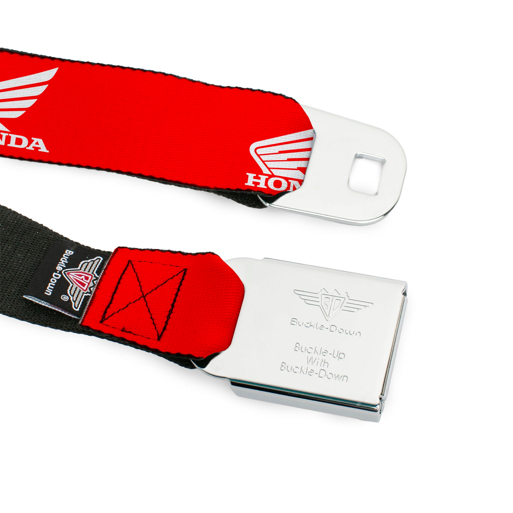 Honda Motorcycle Black Silver Seatbelt Belt - HONDA Motorcycle Logo Red/White Webbing Seatbelt Belts Honda Motorsports