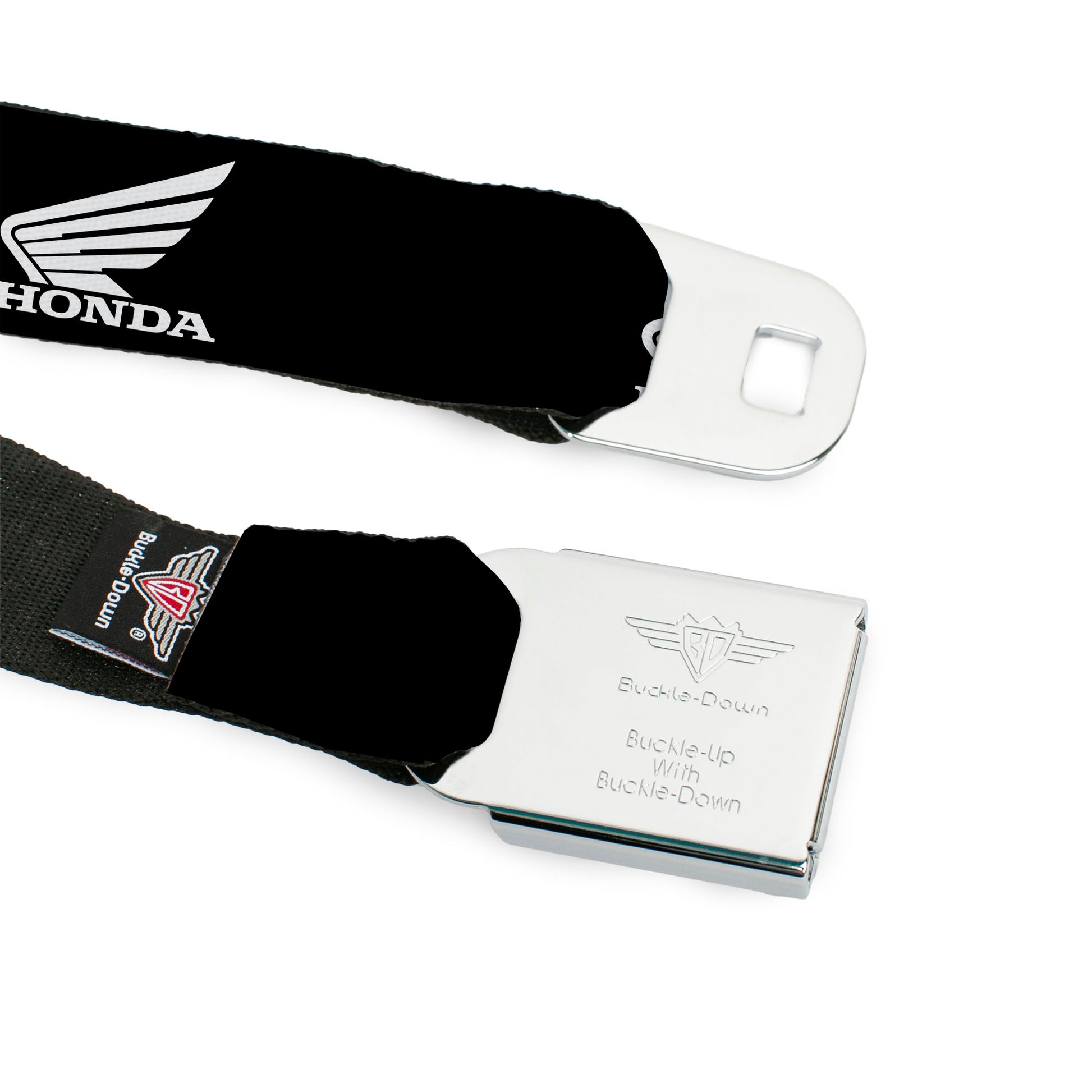 Honda Motorcycle Black Silver Seatbelt Belt - HONDA Motorcycle Logo Black/White Webbing Seatbelt Belts Honda Motorsports