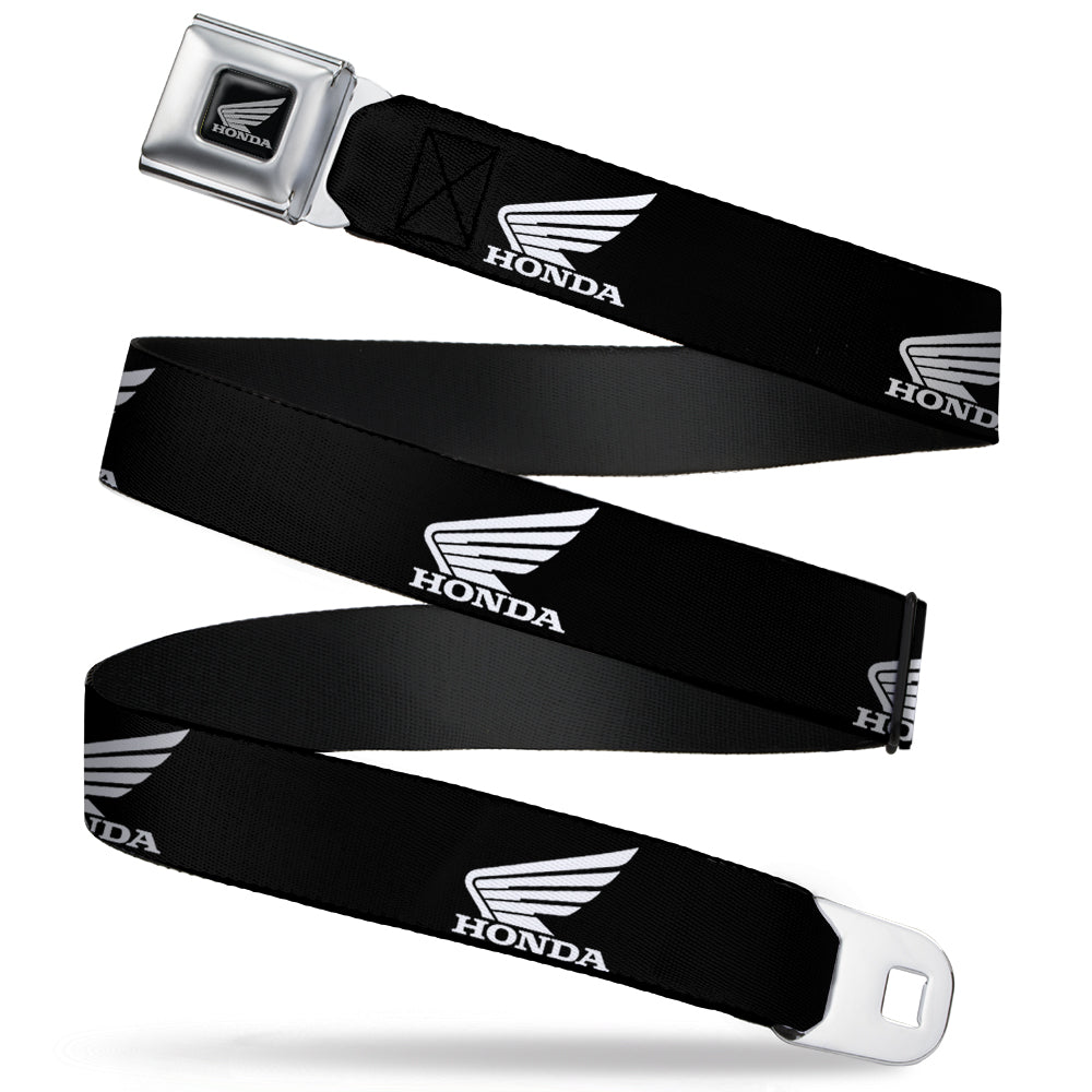 Honda Motorcycle Black Silver Seatbelt Belt - HONDA Motorcycle Logo Black/White Webbing Seatbelt Belts Honda Motorsports