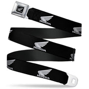 Honda Motorcycle Black Silver Seatbelt Belt - HONDA Motorcycle Logo Black/White Webbing Seatbelt Belts Honda Motorsports