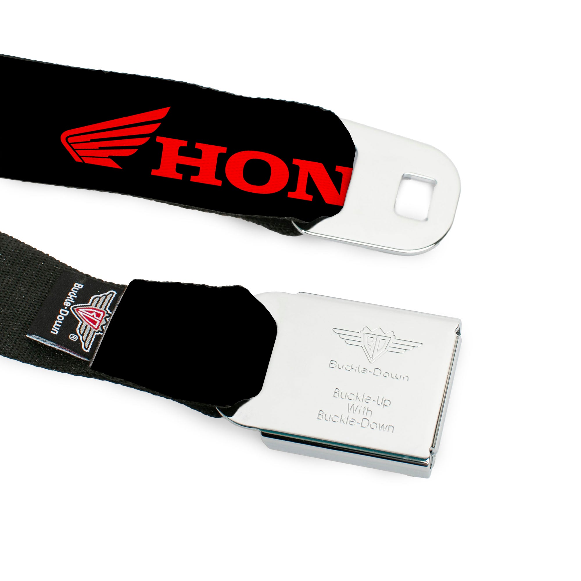 Honda Motorcycle Black Silver Seatbelt Belt - HONDA/Wing Logo Black/Red Webbing Seatbelt Belts Honda Motorsports