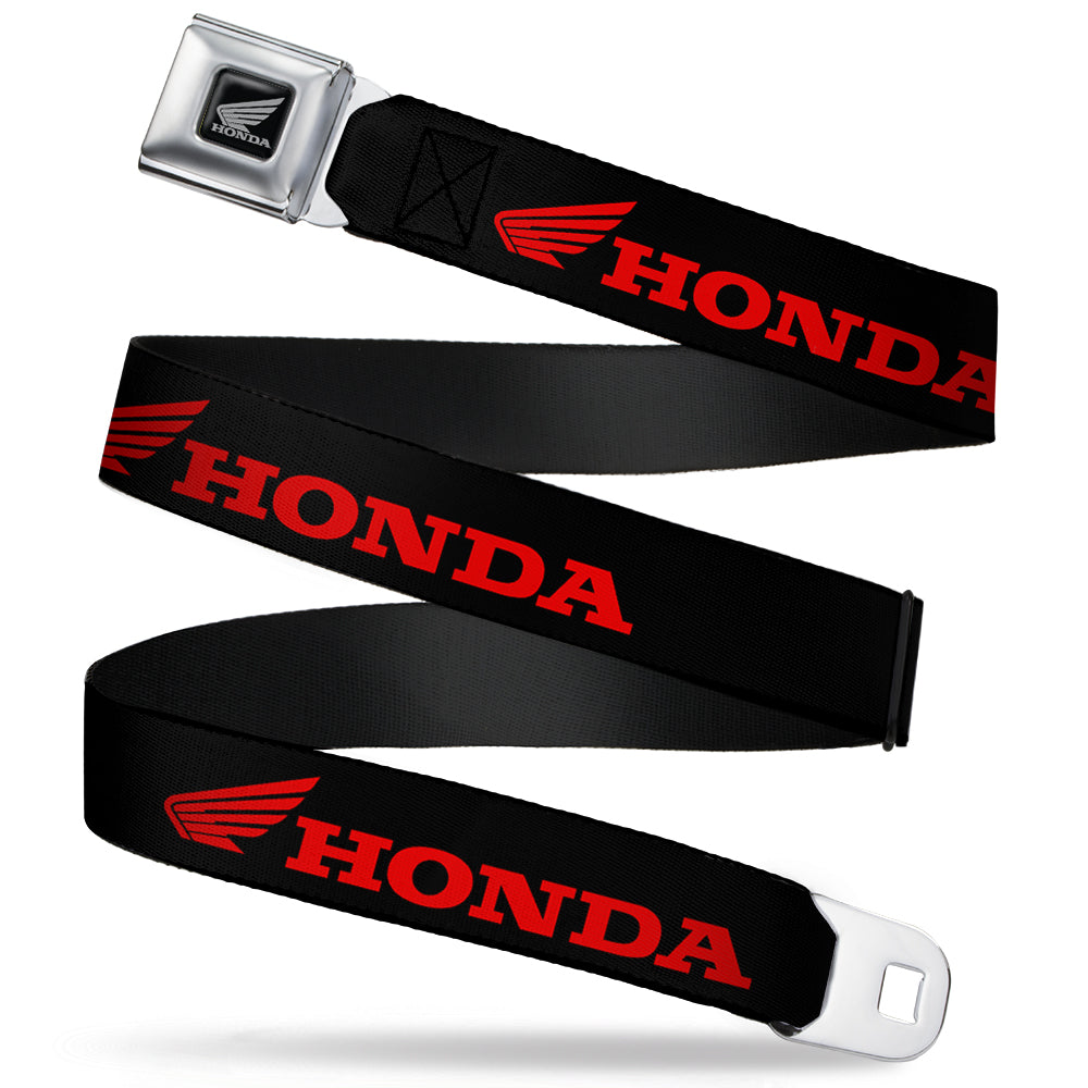 Honda Motorcycle Black Silver Seatbelt Belt - HONDA/Wing Logo Black/Red Webbing Seatbelt Belts Honda Motorsports