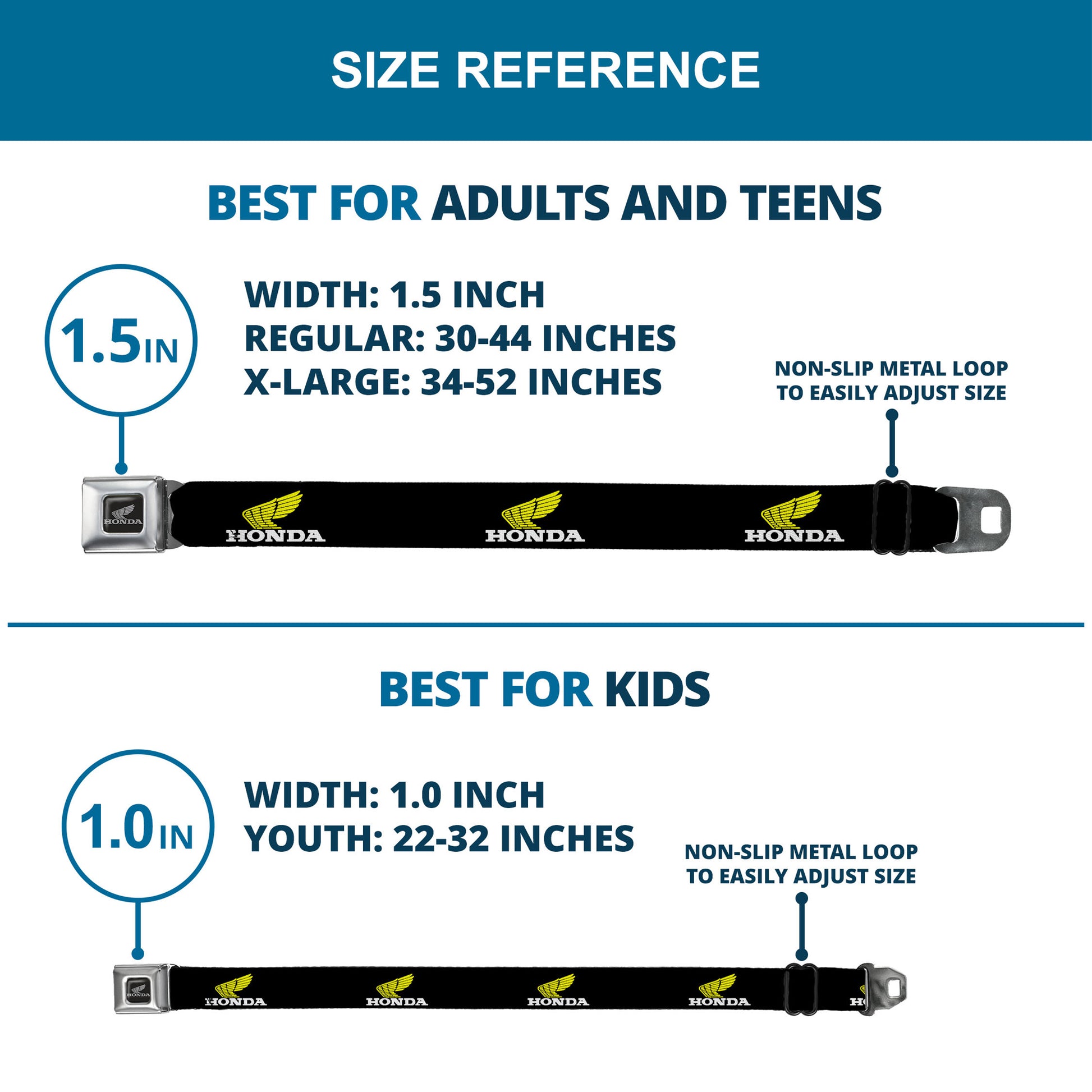 Honda Motorcycle Curved Logo Black Silver Seatbelt Belt - HONDA Motorcycle Curved Logo Black/Yellow/White Webbing Seatbelt Belts Honda Motorsports