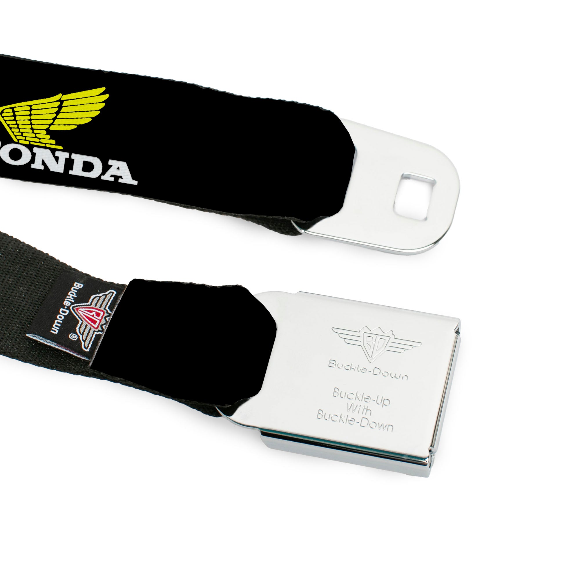 Honda Motorcycle Curved Logo Black Silver Seatbelt Belt - HONDA Motorcycle Curved Logo Black/Yellow/White Webbing Seatbelt Belts Honda Motorsports
