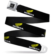 Honda Motorcycle Curved Logo Black Silver Seatbelt Belt - HONDA Motorcycle Curved Logo Black/Yellow/White Webbing Seatbelt Belts Honda Motorsports